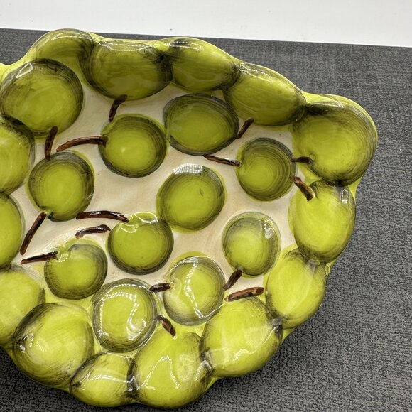Grape Leaf Green Ceramic Dipping Dish Hand Painted El Camino Linens N Things Vtg - Picture 11 of 11